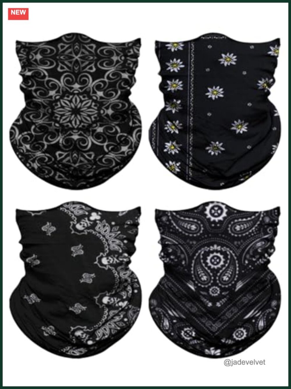 4-Pack Stretch Microfiber Neck Gaiter Multi-Function Headwrap Mask Balaclava
